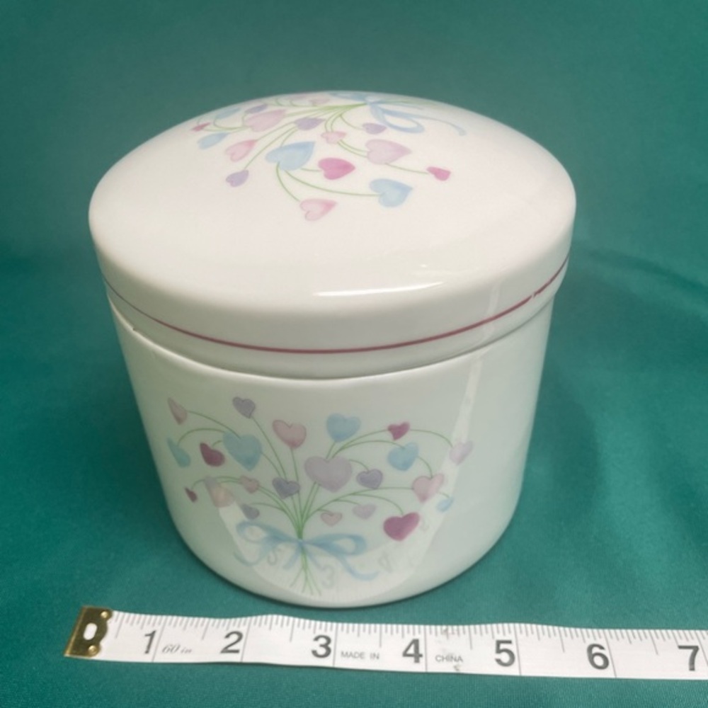 Trinket Box Heart Design White Porcelain